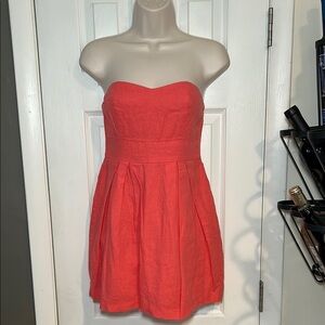 Forever 21 Coral Linen Strapless Dress size small